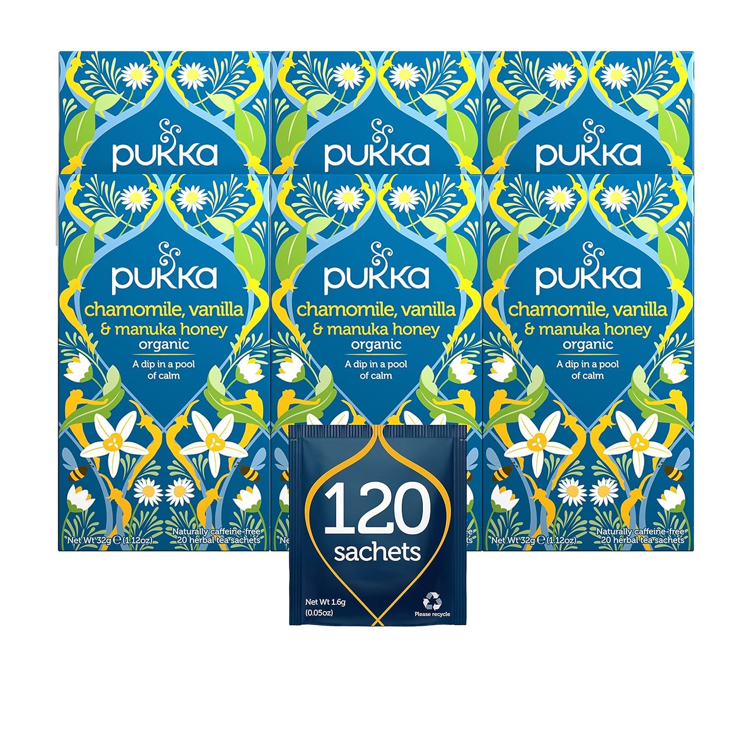Product image of Pukka Organic Tea Bags Chamomile Vanilla and Manuka Honey Herbal Tea 20 ct Pack of 6